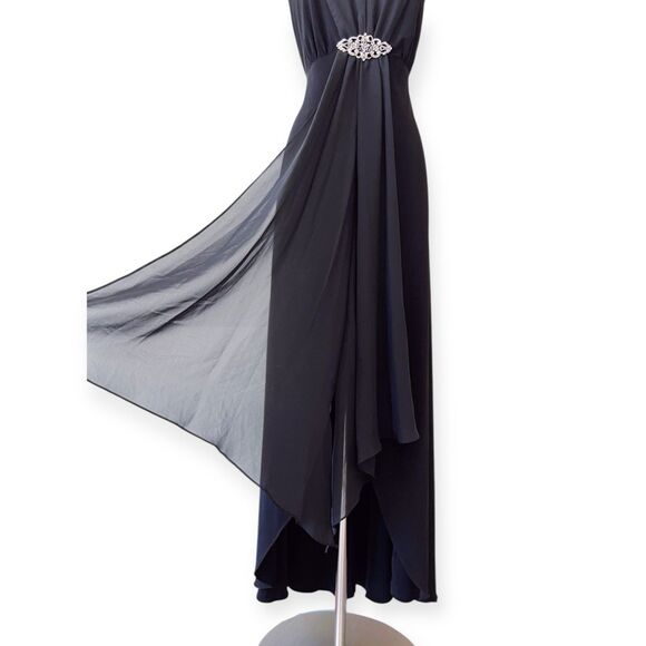 Vintage Onyx Nite Black Prom Dress 16W Maxi Gown Plus Size 90s Y2K Goth Glam - Picture 3 of 8